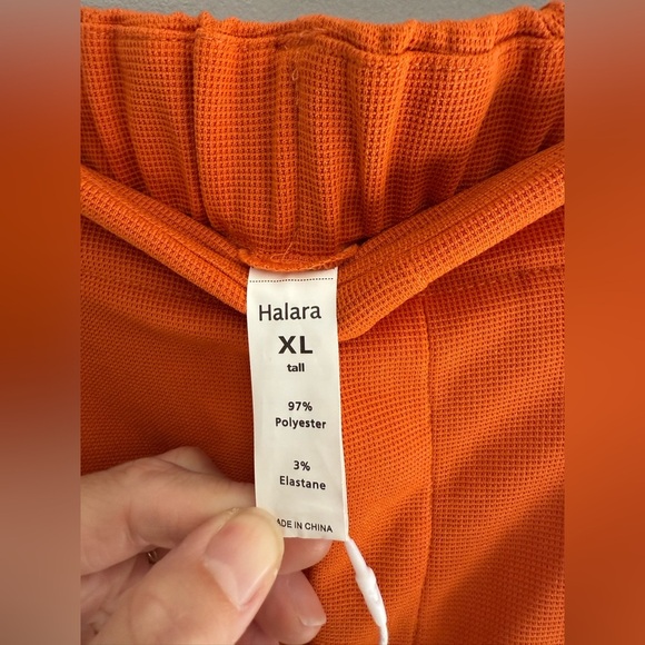 Halara Flex High Waisted Pocket Wide Leg Waffle Dress Pants Womens SZ XL Orange - Picture 5 of 10